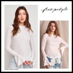 FREE PEOPLE BOHO TOP PULLOVER KNIT LONG SLEEVES BOHEMIAN COTTON TEE A3C